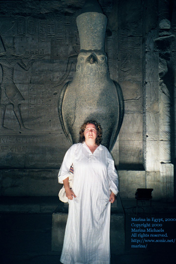 Marina under the watchful eye of Horus. Egypt, 2000.